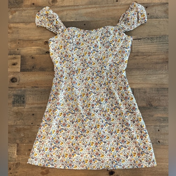 French Connection Mini Dress Floral Puff Shoulder 90s Y2K Vacation Travel Spring - Picture 4 of 6